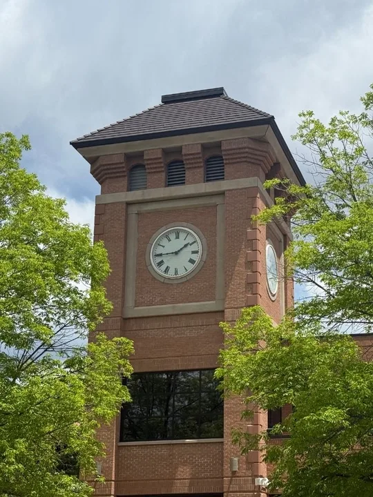 Durango courthouse clock tower close-up